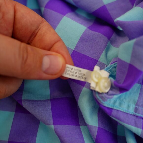 Bonobos XL Standard Fit Teal Purple Plaid Cotton Button Down Pocket Long Sleeve - Picture 9 of 9